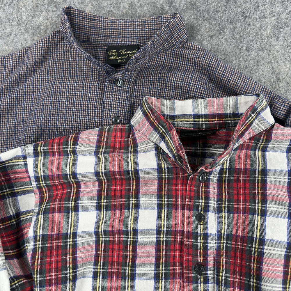 The Vermont Flannel Co‎ Lot Of 2 Shirts Mens Small Plaid Flannel Band Collar